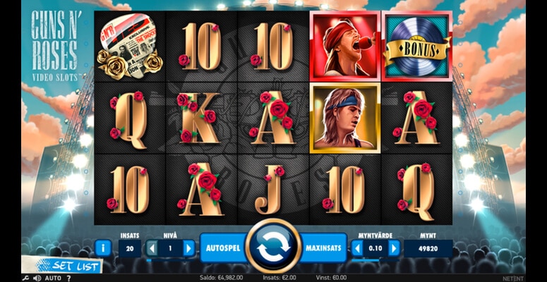 Vinn bonus och freespins i Guns n Roses