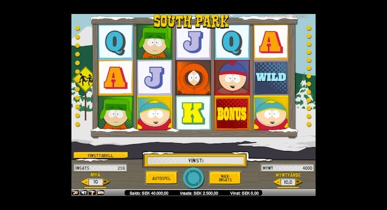 Sloten South Park innehåller bonusar och free spins