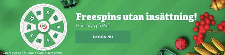 Free spins utan krav på omsättning hos Paf