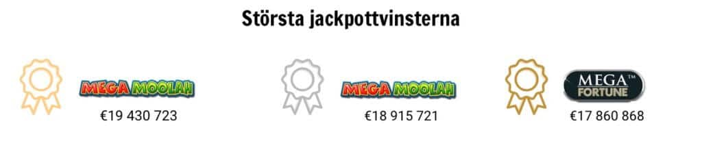 Topp 3 största jackpot vinster