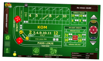 Skärmbild från test av craps gratis online