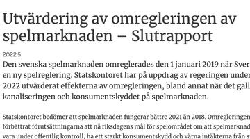 Text från Statskontorets utvärdering av spelmarknaden