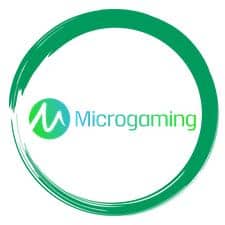 Microgamings logga i grön rund ram