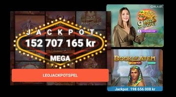 LeoJackpot, 9 Pots of Gold Streamicon och Book of Atem WowPot hos LeoVegas
