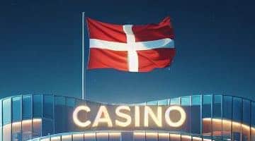 Casino med danska flaggan på toppen av byggnaden.
