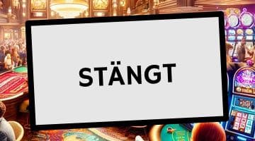 Skylt där det står stängt. I bakgrunden syns ett casino. 