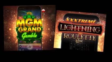Bild på spelen MGM Grand Gamble och Lightning Roulette.
