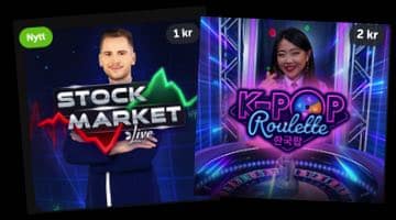 Bild som visar spelen Stock Market Live och K-pop roulette live