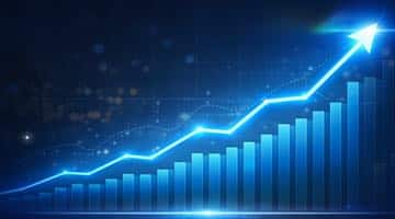 En uppåtgående graf som symboliserar den stigande tillväxten på spelmarknaden.