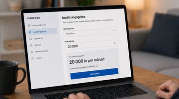 Person sätter en insättningsgräns på 20 000 kr per månad via en dator